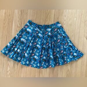 Vibrant Blue Skater Skirt with Fun Print